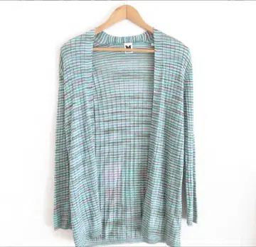 새상품급 M MISSONI 보더 무늬 버튼리스 가디건 38
