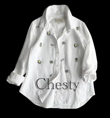 체스티 chesty 마 린넨 100% 대형 비쥬 셔츠 블라우스 화이트