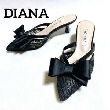 DIANA 블랙 리본 스틸레토 라메 메쉬 튤