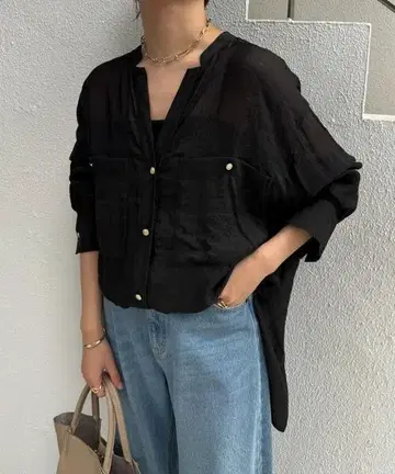 콜라주 개럴개런트 2WAY 빈티지 라이크 시어 셔츠 블랙
