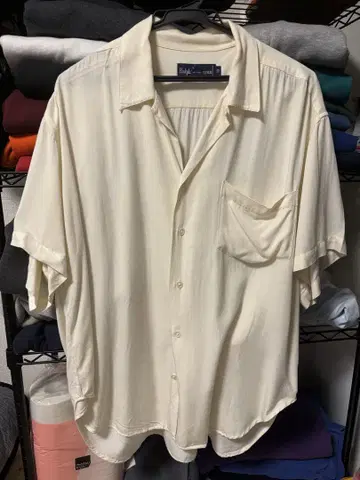 90s Ralph Lauren 반팔 셔츠 L 아이보리