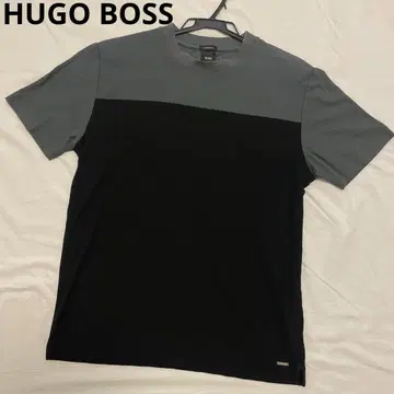 HUGO BOSS 코튼 바이컬러 티셔츠 블랙 사이즈 M