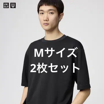 유니클로 U 에어리즘 코튼 오버 사이즈 티셔츠 블랙