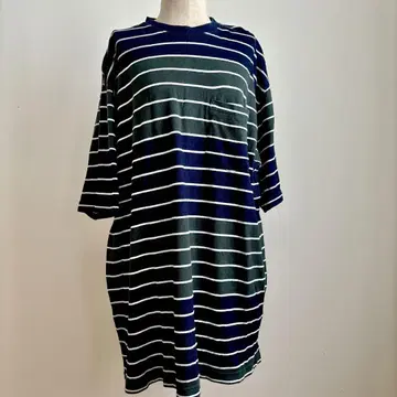 BEAMS PLUS 두꺼운 보더 포켓 티셔츠 면 XL 네이비 아메카지