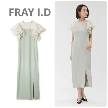 새상품 FRAY I.D 프레이 아이디 프릴 슬리브 콤비 원피스