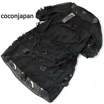 coconjapan 택 포함 실크 꽃 모티브 컷 레이스 시어 원피스