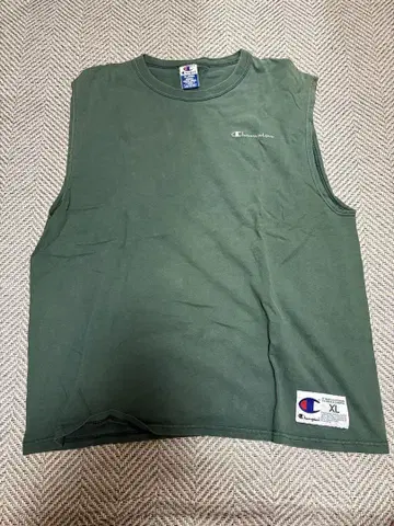 Champion XL 그린 슬리브리스 티셔츠