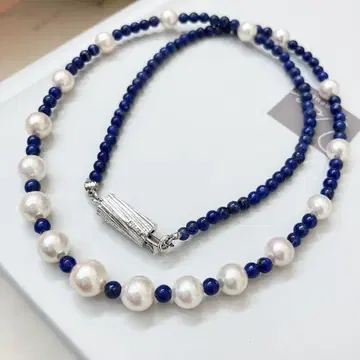 라피스라줄리 광택 펄 목걸이 silver
