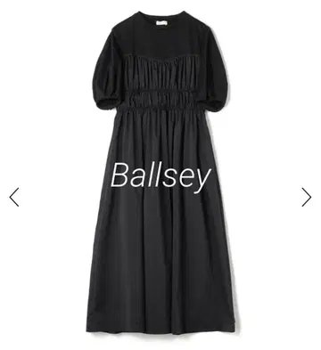 새상품급 Ballsey 코튼 저지 콤비 셔링 원피스