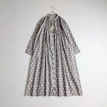 미사용 ICHI Antiquites 블록 프린트 개더 원피스 이치