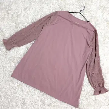 스크롤 새상품급 긴팔 풀오버 플리츠 프릴 소매 핑크 (L)