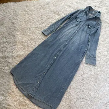 BLUEBLUE 롱 원피스 맥시 길이 프론트 오픈