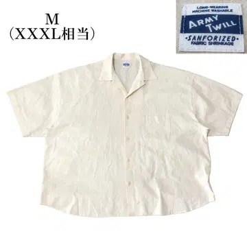 ARMY TWILL 반팔 셔츠 빅 실루엣 면 린넨 구제 의류 M 아이보리