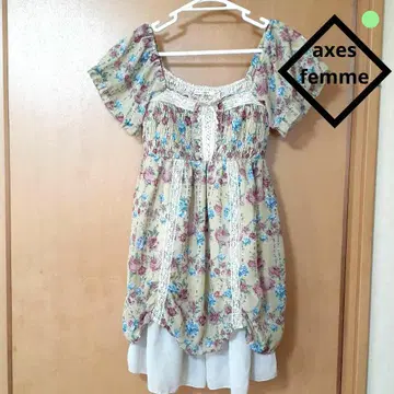 axes femme 꽃무늬 반팔 무릎 기장 원피스 M