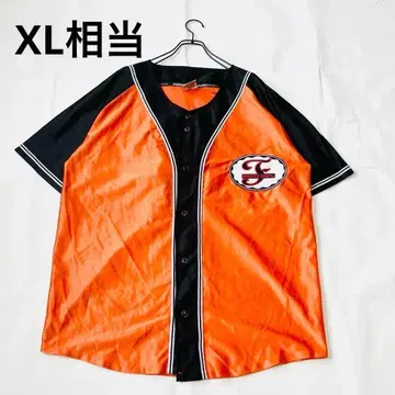 FUBU 베이스볼 셔츠 빅 사이즈 XL 상당 양면 디자인 블랙 오렌지