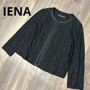 [ IENA ] 이에나 노카라 자켓 블랙 전체 레이스 꽃무늬