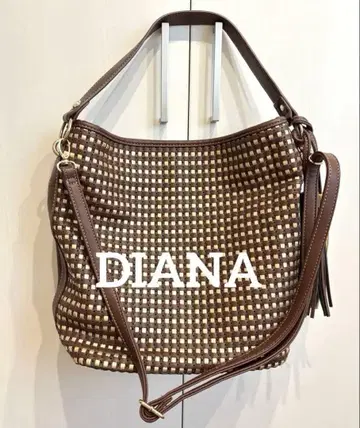 [컨디션 최상] DIANA 브라운 골드 뜨개질 숄더백 2WAY