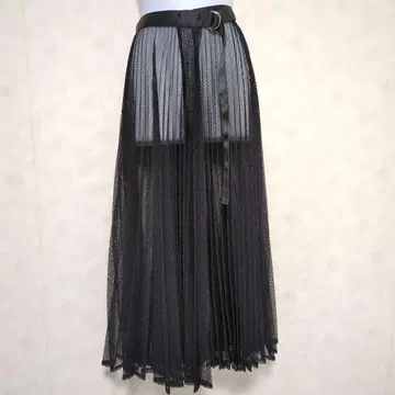 Ray BEAMS 블랙 메쉬 플리츠 랩스커트 택 포함 미사용