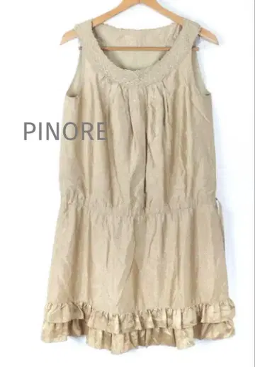 PINORE 베이지 슬리브리스 원피스 38