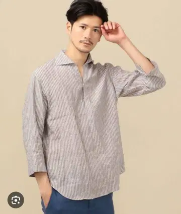 SHIPS / 카프리 셔츠 / 브라운 계열 스트라이프 XL