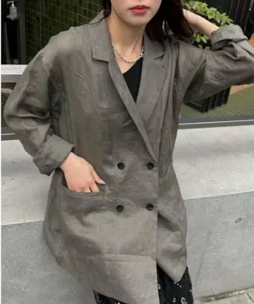 프렌치 린넨 더블 테일러드 자켓 아파트 바이 로리즈