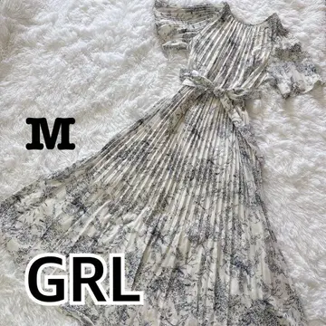 GRL 꽃무늬 플리츠 롱 드레스 M