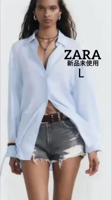 ZARA 미사용 새상품 린넨 블렌드 셔츠 오버 사이즈