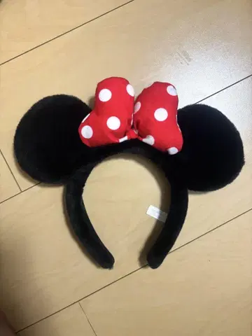 미니 마우스 머리띠 블랙 레드 도트