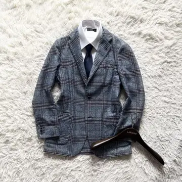 <>LARDINI 블루 코튼 린넨 자켓 사이즈 44