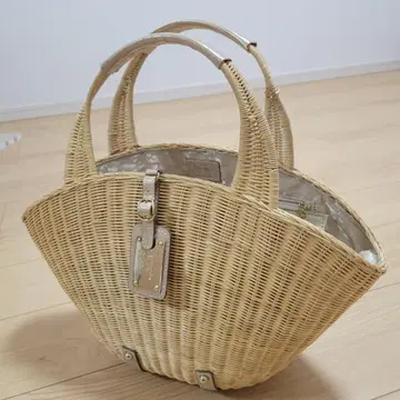 Kanematsu 라탄 바스켓백 베이지 중형