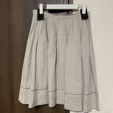 폭시 린넨 100% 무릎 기장 플레어 스커트 M