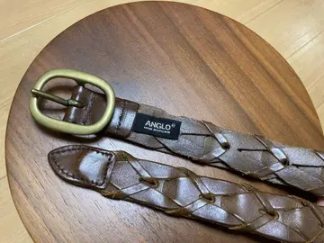 ANGLO 브라운 가죽 웨빙 벨트