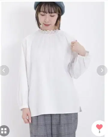 스탠드 옷깃 레이스 블라우스 오프