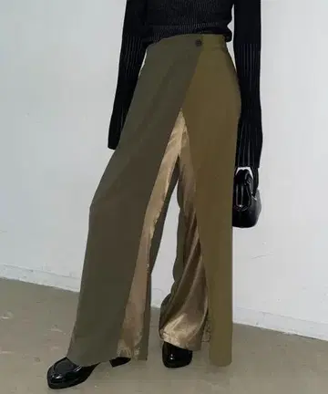 A.I.C 믹스 패브릭 레이어드 랩 팬츠