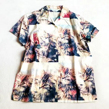 Paul Smith woman 반팔 셔츠 면 고양이 무늬 올 패턴