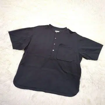 SWOON 반팔 셔츠 (XL) 하프 버튼 풀오버 블랙 일본제 무지