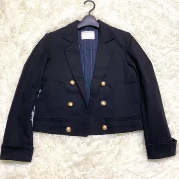 MOUSSY 자켓 골드 버튼 볼레로 길이 네이비 사이즈 2