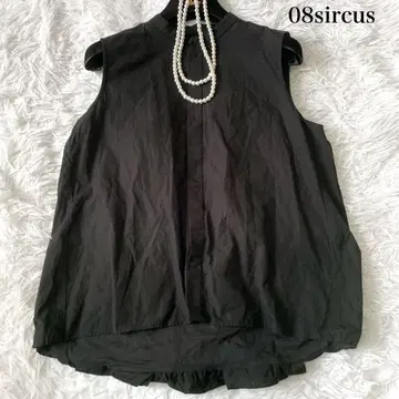 08sircus 벌룬 밑단 밴드 카라 슬리브리스 셔츠 블라우스 2 사이즈