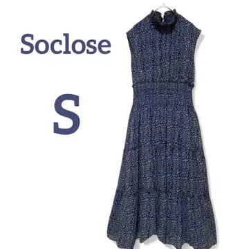 soclose 슬리브리스 올 패턴 하이넥 원피스