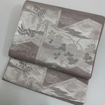 여름 오비 후쿠로 오비 아름다운 꽃 은빛 직조 순수 실크 AO-4894