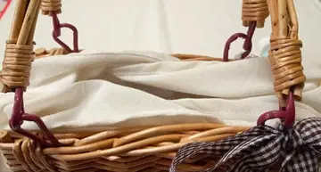 소형 바스켓백 체크 무늬 리본 포함
