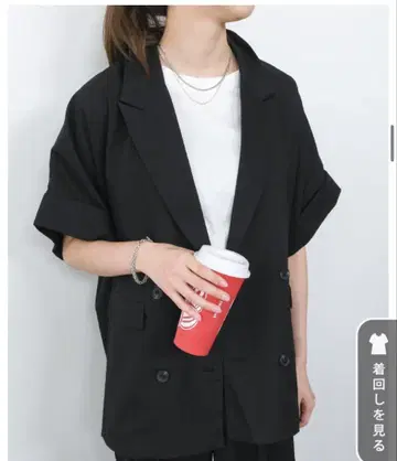 숏 슬리브 자켓 블랙 프리 사이즈 반팔 자켓