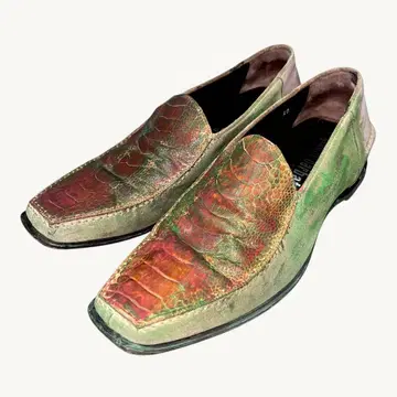 Painted leather slip on