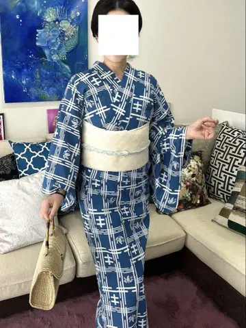 블루 면 명주 유카타 고급 유카타