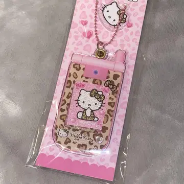 키티 슬라이드 피처폰 키링 레오파드 무늬
