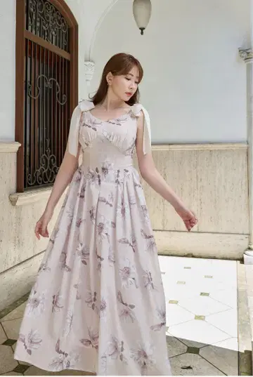 herlipto 해바라기 프린트 미디 드레스