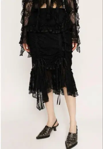 SLY FRILL LACE SK 프릴 레이스 스커트 블랙 사이즈 2