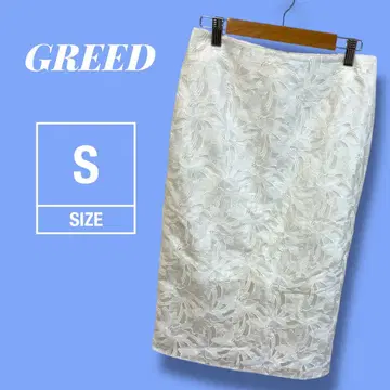 [ 빈티지 ] GREED 화이트 잎사귀 패턴 타이트 스커트 S 사이즈