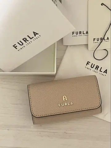 FURLA 핑크 베이지 가죽 키 케이스