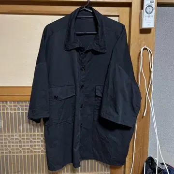 구제 의류 LEYLAH men's L 블랙 워크 셔츠 코튼 면 블랙